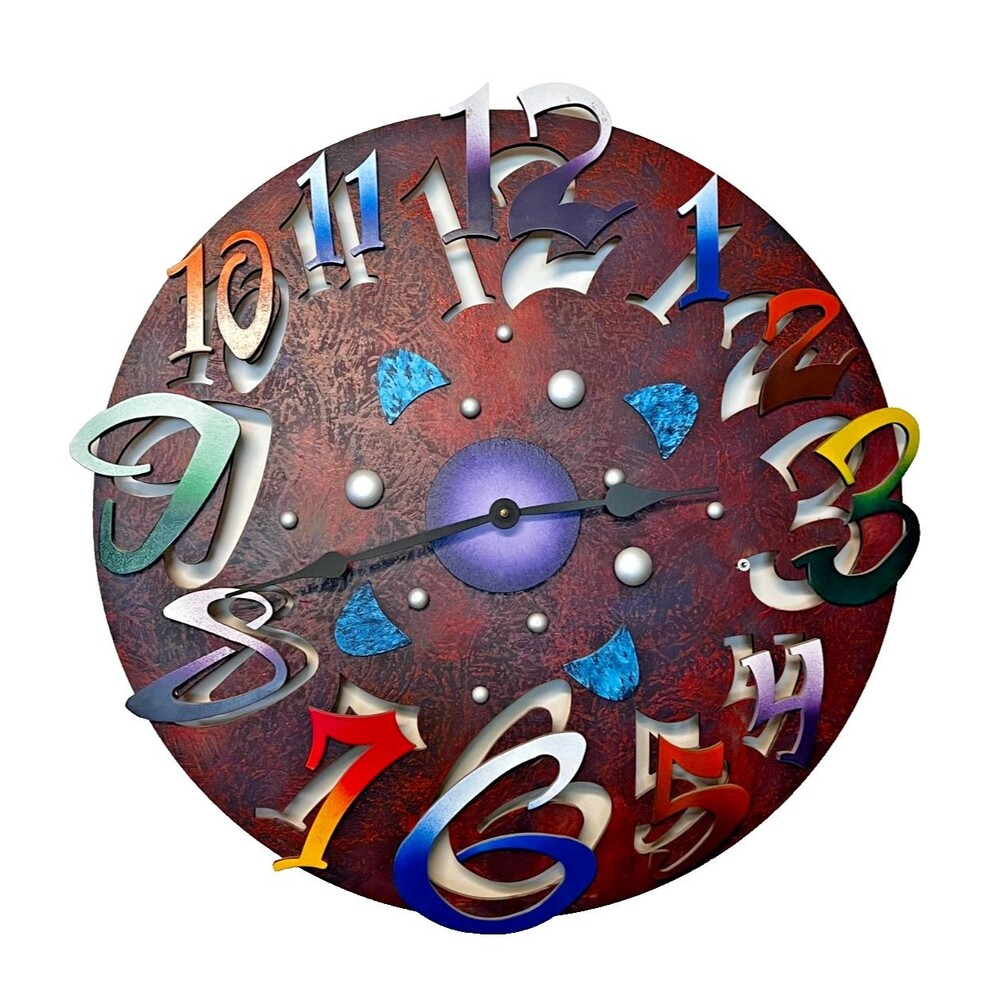 Big Time Red 24" Clock Abstract Modern Artist Signed David Scherer Pop Art Funky